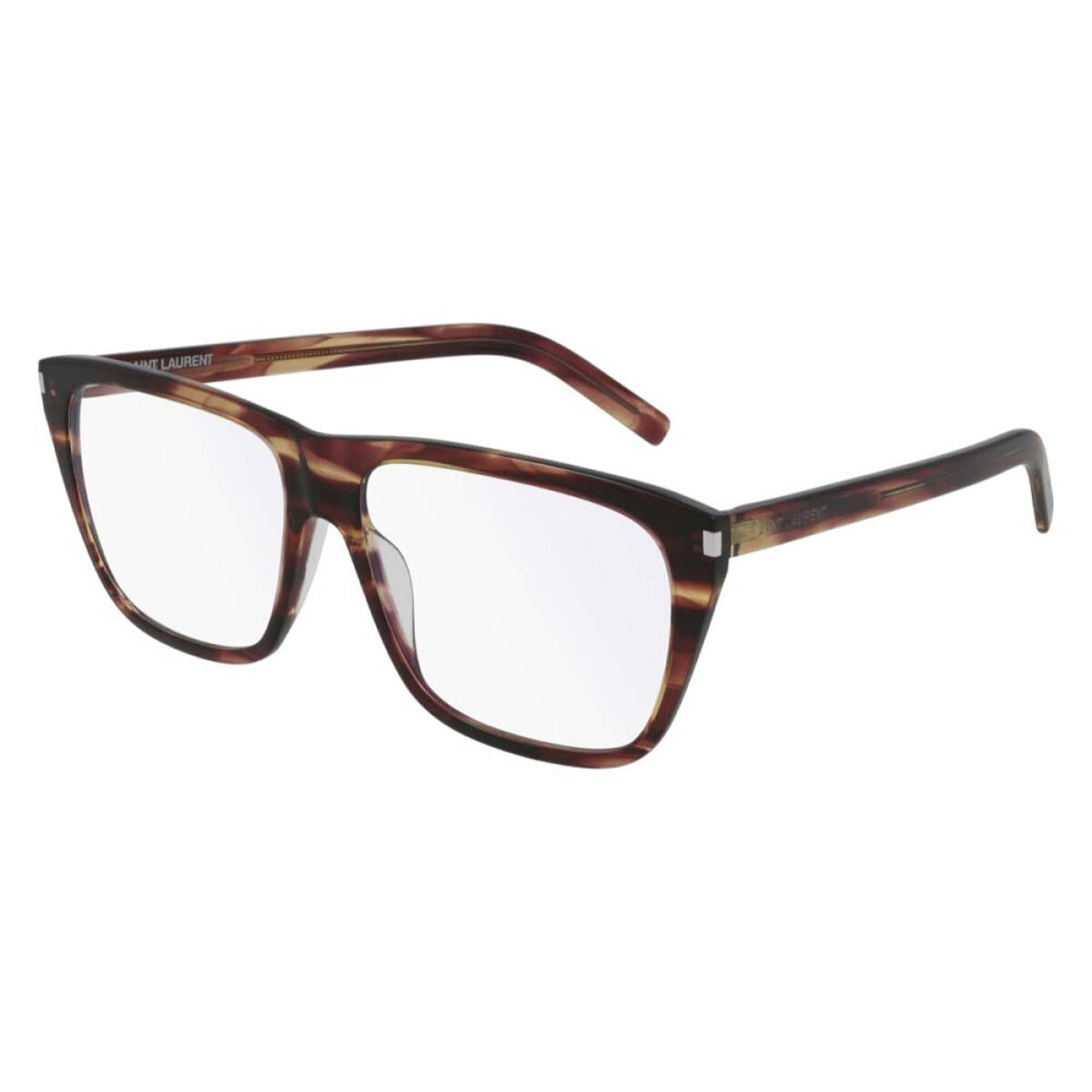 Saint Laurent Unisex Sunglasses Spring Summer 2021 Havana Transparent Demo Lens Demo Lens Brown SL 434 SLIM 004