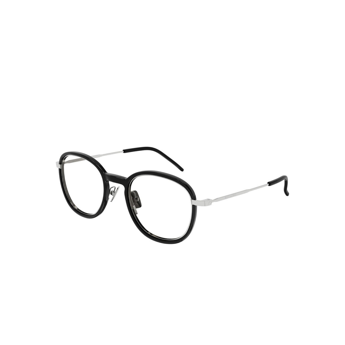 Saint Laurent Unisex Sunglasses Fall Winter 2021 Black Transparent Demo Lens Demo Lens Shiny SL 436 OPT 001