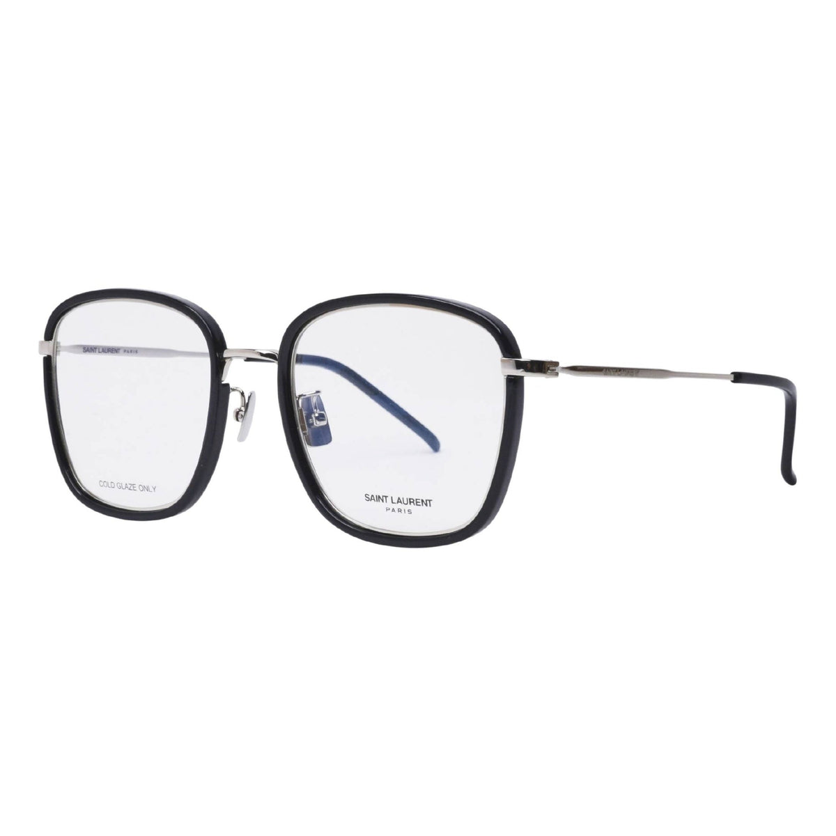 Saint Laurent Unisex Sunglasses Fall Winter 2021 Black Transparent Demo Lens Demo Lens Shiny SL 440F OPT 001