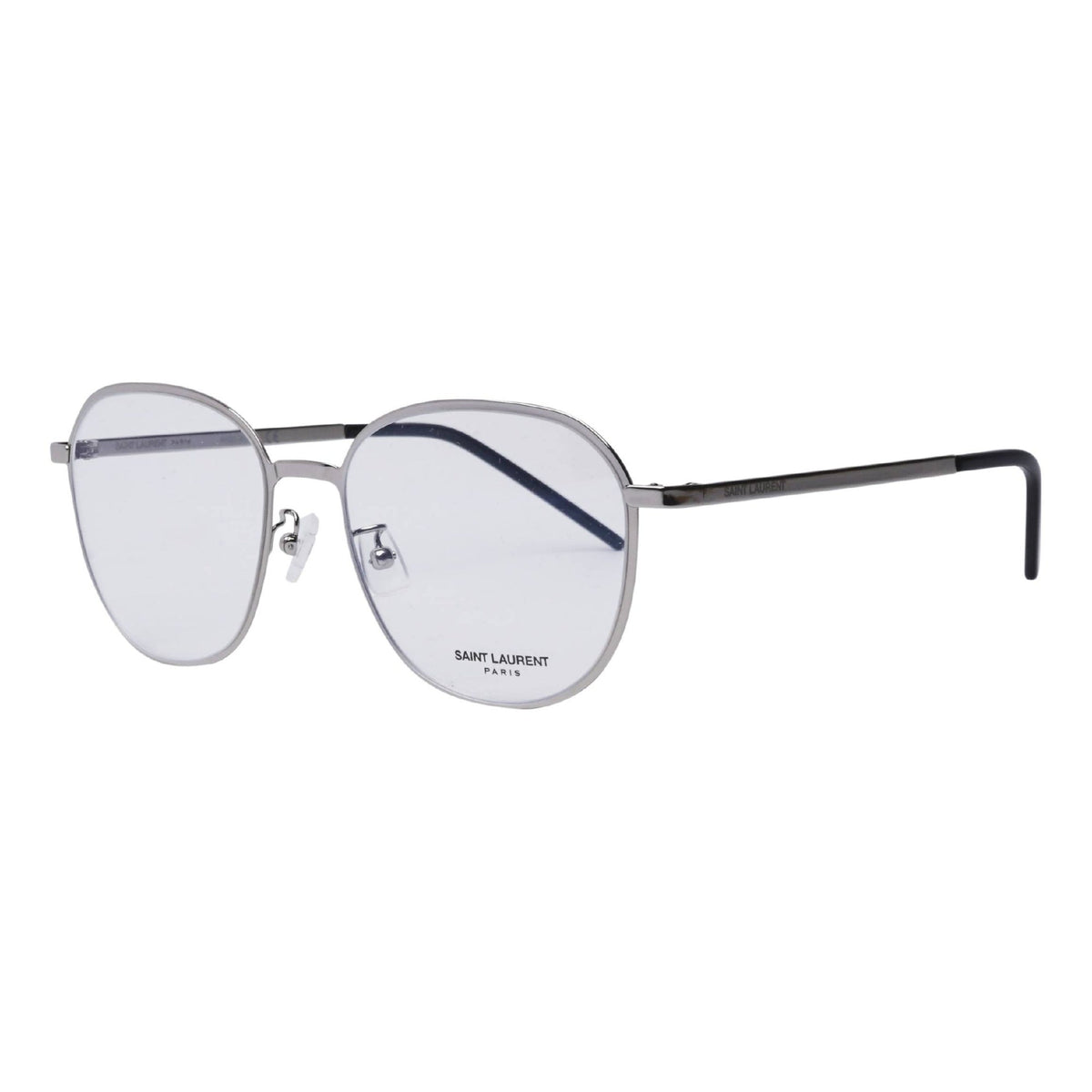 Saint Laurent Unisex Sunglasses Spring Summer 2021 Silver Transparent Demo Lens Demo Lens Shiny SL 448F SLIM 001