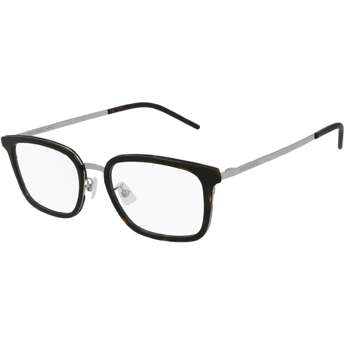 Saint Laurent Unisex Sunglasses Spring Summer 2021 Silver Transparent Demo Lens Demo Lens Havana SL 452F SLIM 002