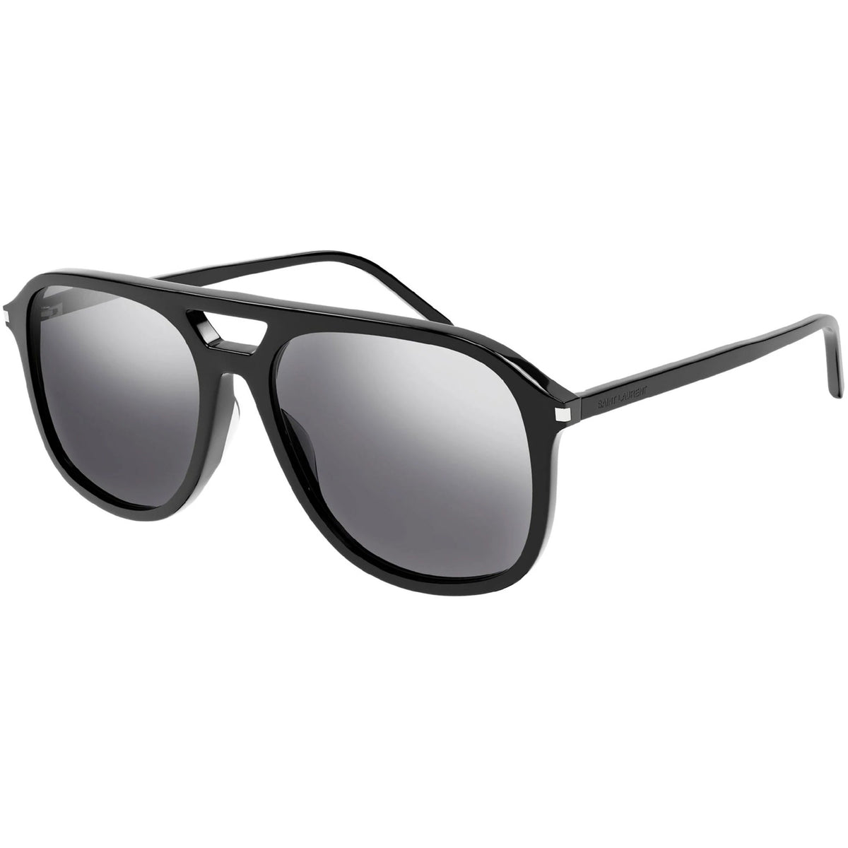 Saint Laurent Men&#39;s Sunglasses Fall Winter 2021 Black Silver Nylon Nylon Shiny SL 476 002