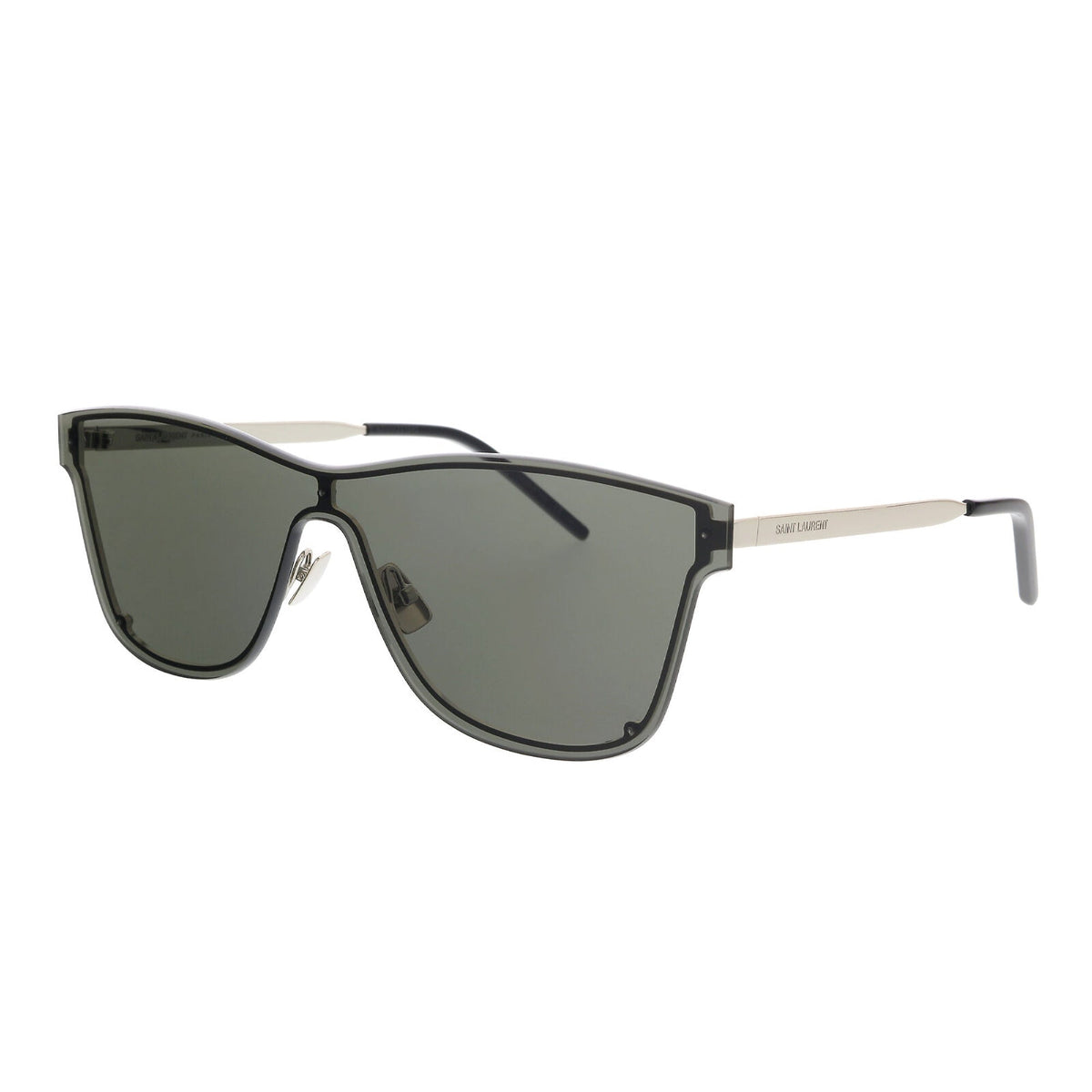 Saint Laurent Unisex Sunglasses Spring Summer 2021 Silver Grey Nylon Nylon Shiny SL 51 MASK 002