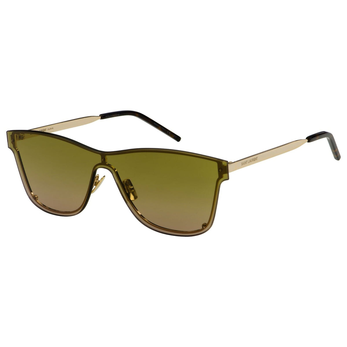 Saint Laurent Unisex Sunglasses Spring Summer 2021 Gold Green Nylon Nylon Light SL 51 MASK 003