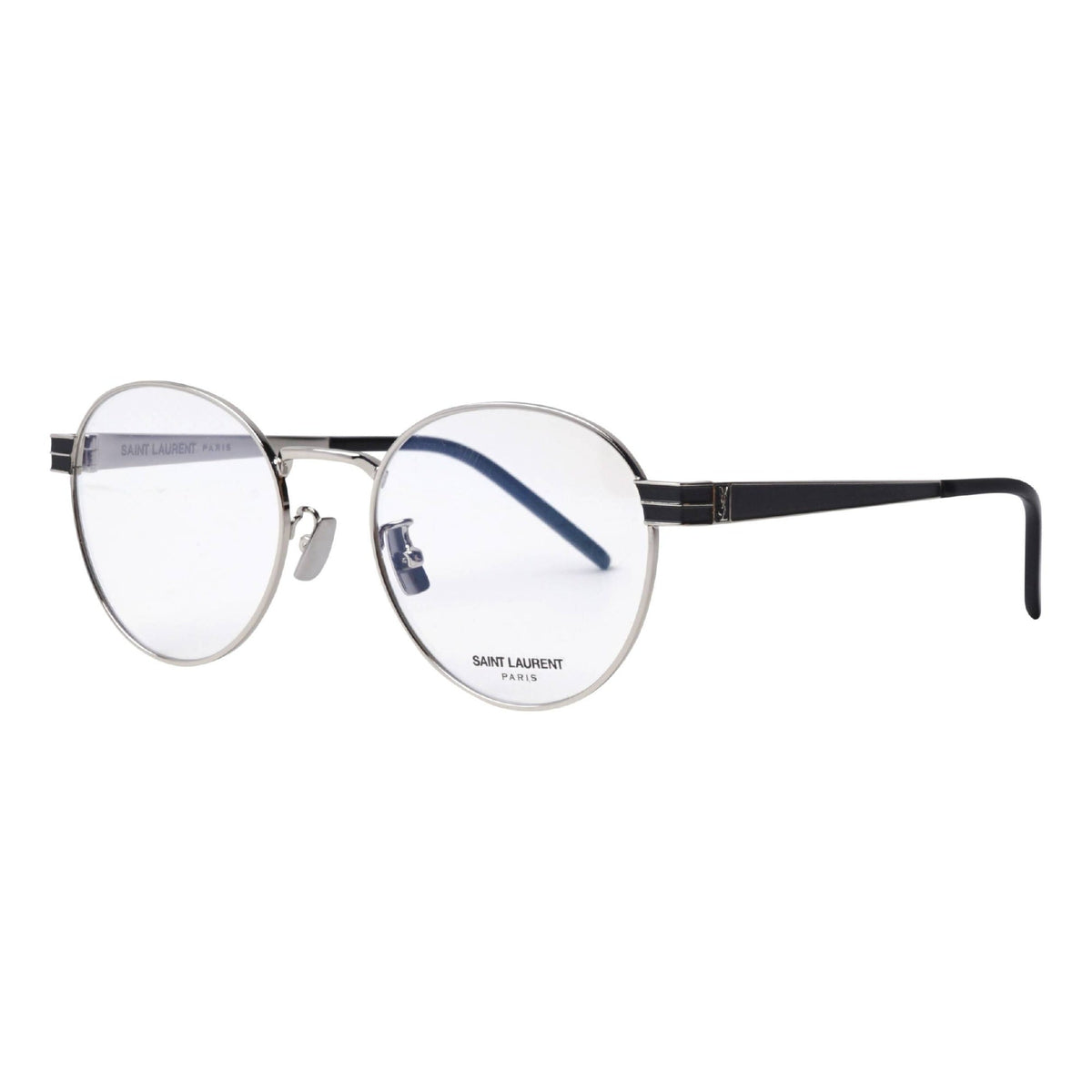 Saint Laurent Unisex Sunglasses Spring Summer 2020 Silver Transparent Demo Lens Demo Lens Shiny SL M63 001