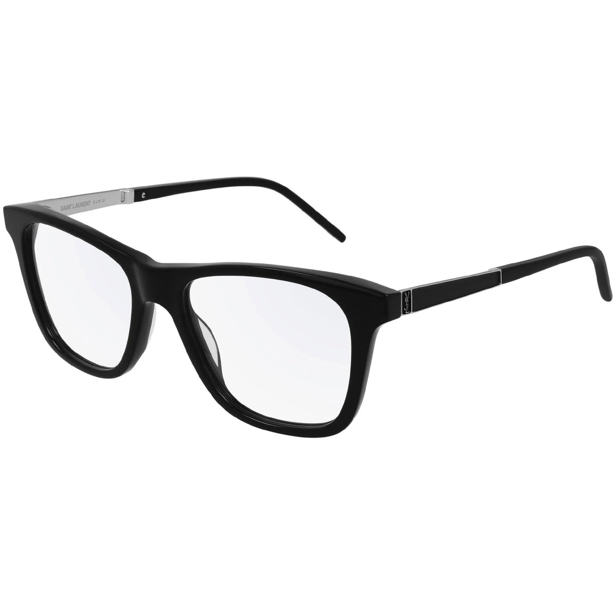 Saint Laurent Unisex Sunglasses Spring Summer 2021 Black Transparent Demo Lens Demo Lens Shiny SL M83 001