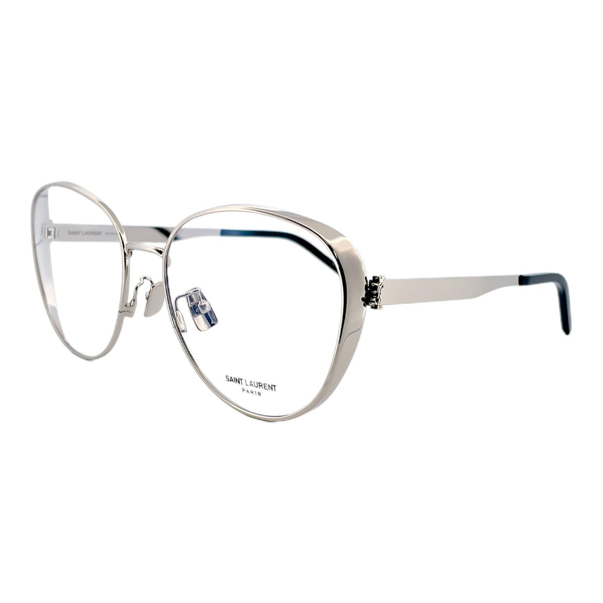 Saint Laurent Women's Sunglasses Fall Winter 2021 Silver Transparent Demo Lens Demo Lens Shiny SL M93 001