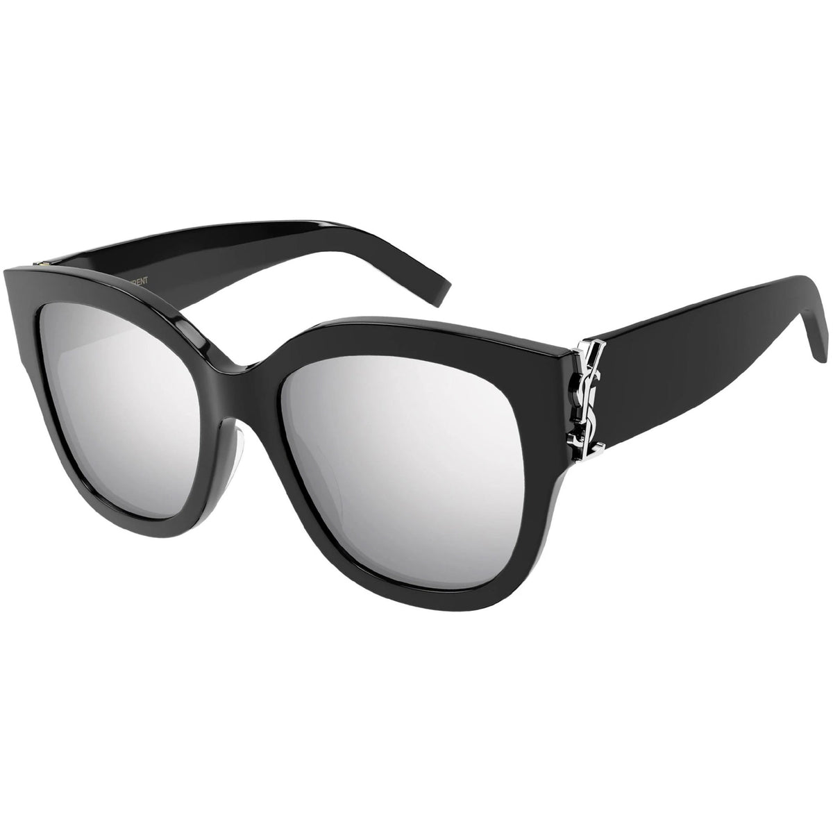 Saint Laurent Women's Sunglasses Fall Winter 2021 Black Silver Nylon Nylon Shiny SL M95F 002