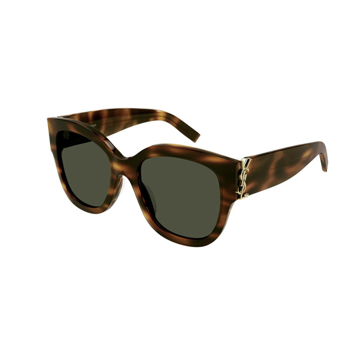 Saint Laurent Women's Sunglasses Fall Winter 2021 Havana Green Nylon Nylon Shiny SL M95F 003
