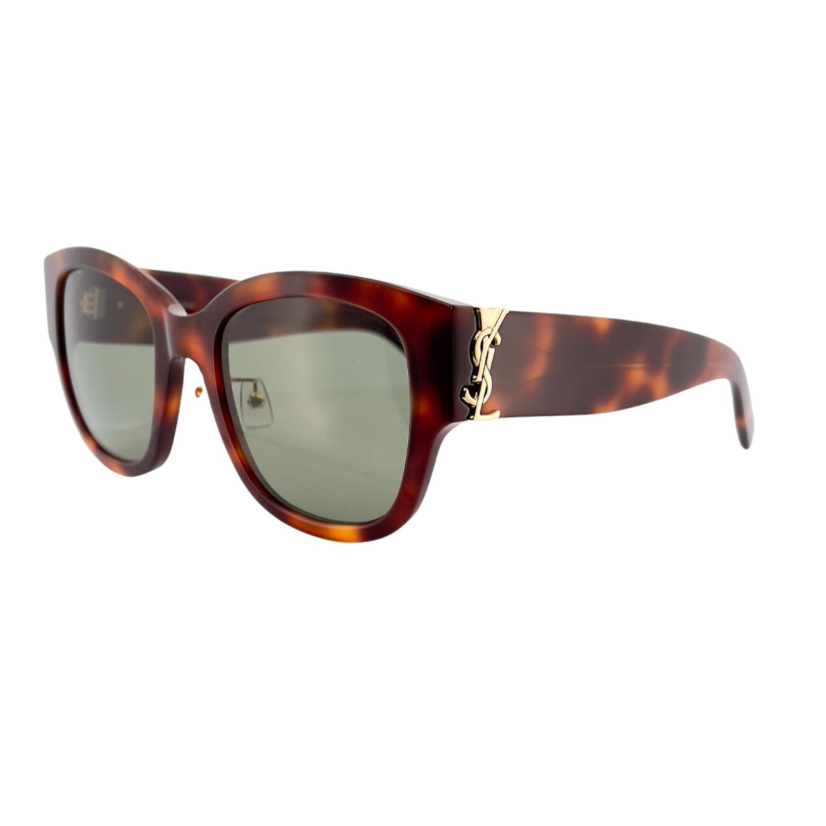 Saint Laurent Women's Sunglasses Fall Winter 2021 Havana Green Nylon Nylon Shiny SL M95K 003