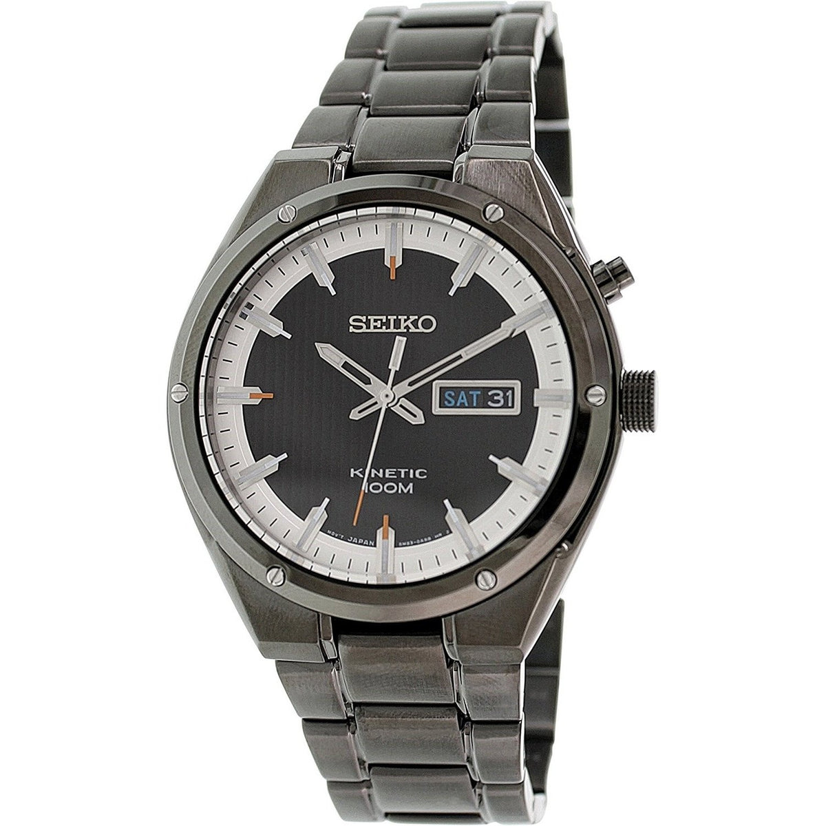 Seiko Men&#39;s SMY153 Kinetic Black Stainless Steel Watch