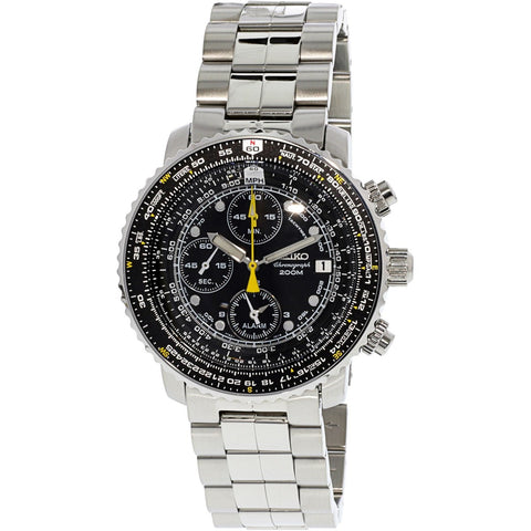 Seiko Men's SNA411 Flight Chronograph Stainless Steel Watch