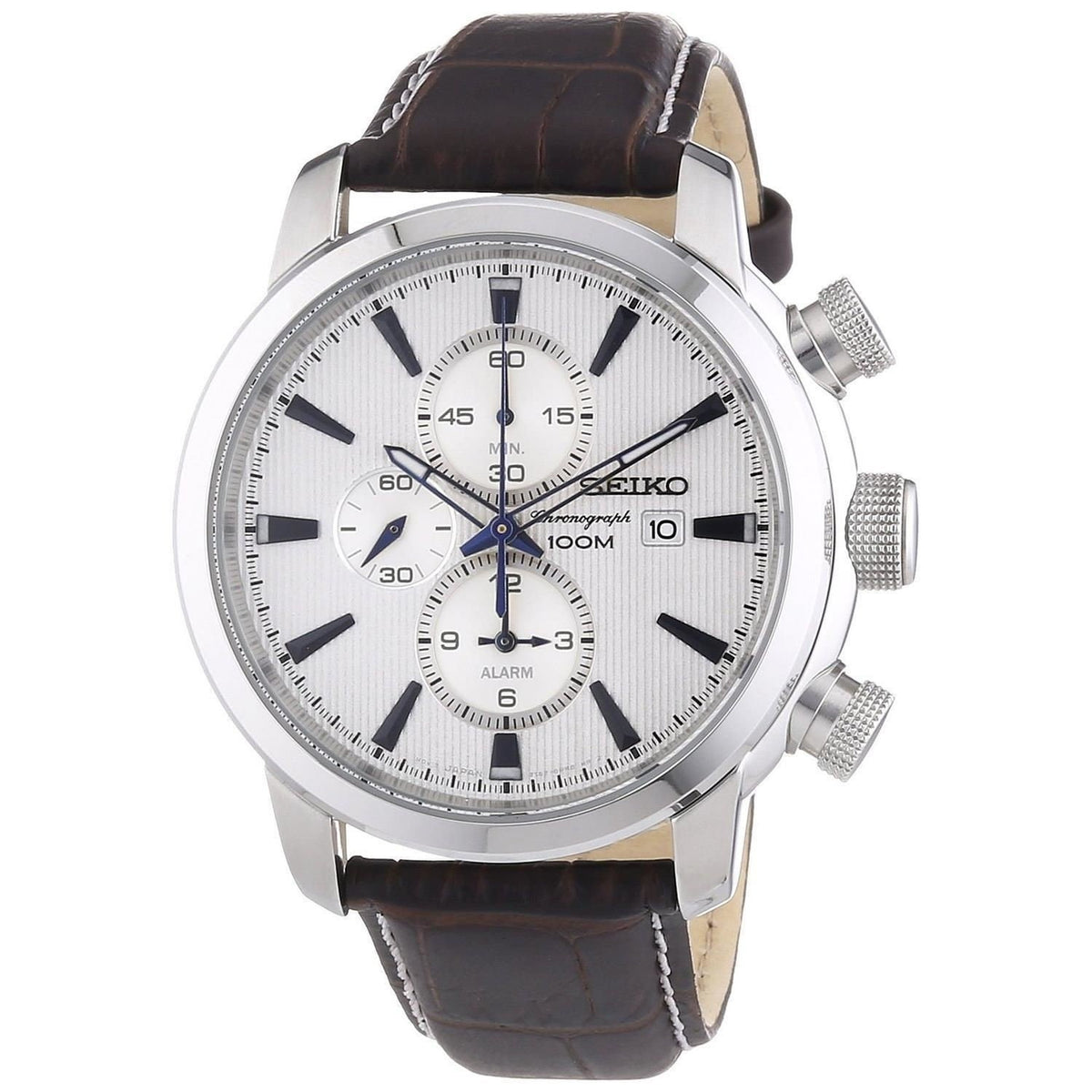 Seiko Men's SNAF51 Chronograph Chronograph Black Leather Watch