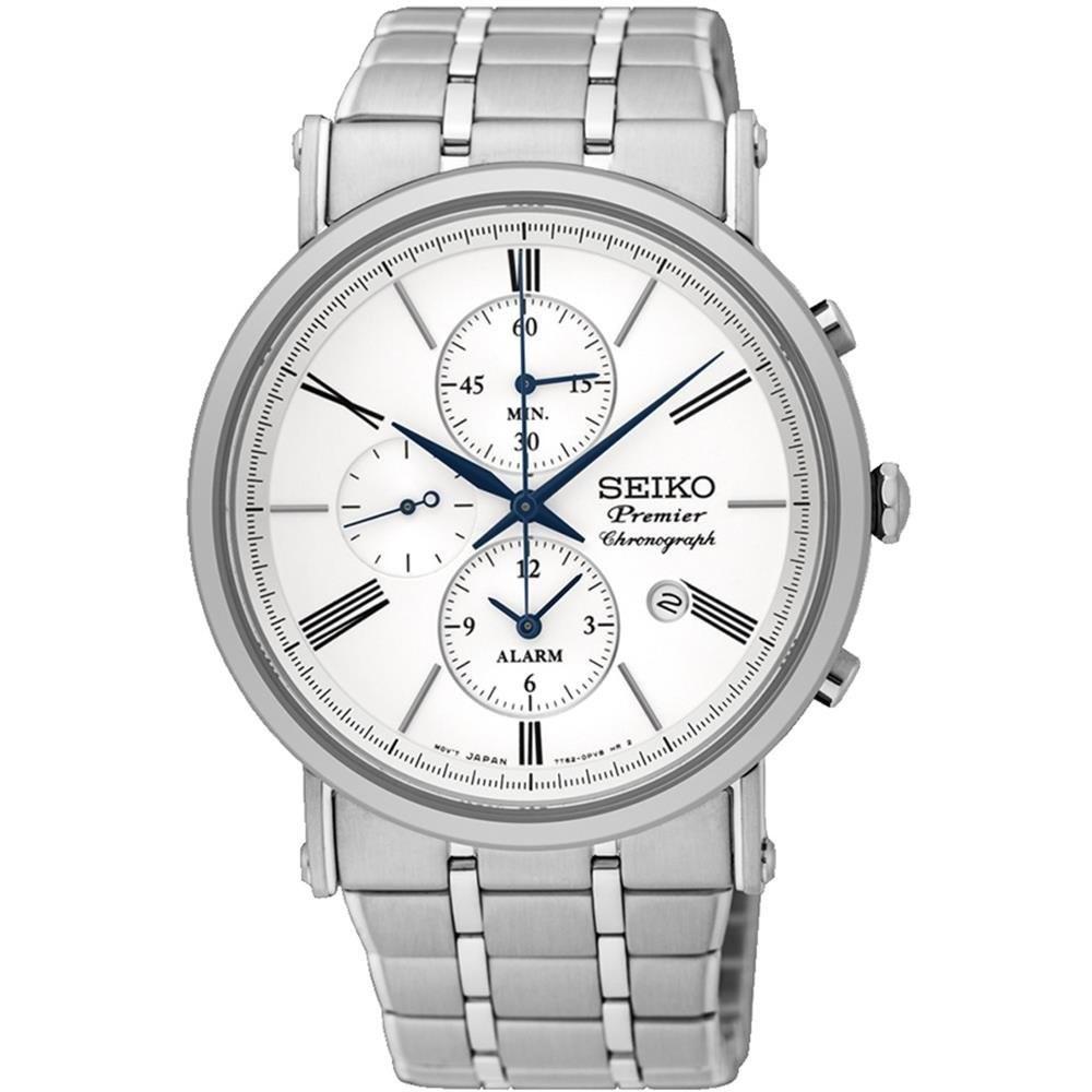 Seiko Men's SNAF73 Premier Chronograph Stainless Steel Watch
