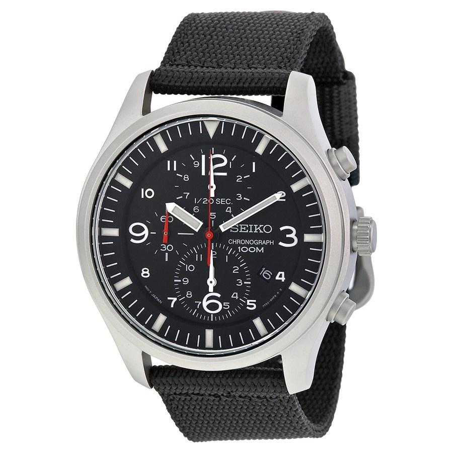 Seiko Men&#39;s SNDA57 Criteria Chronograph Black Nylon Watch