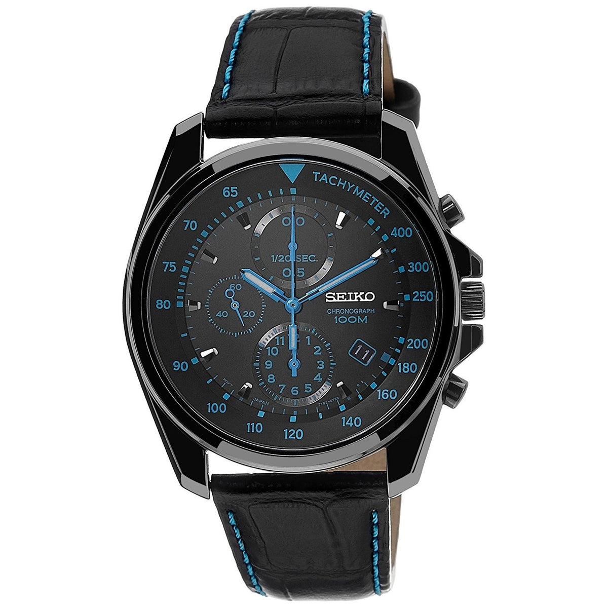 Seiko Men's SNDD71 Chronograph Black Leather Watch