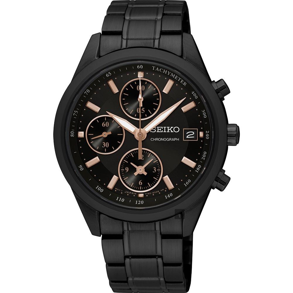 Seiko Women's SNDV57 Chronograph Black Stainless Steel Watch