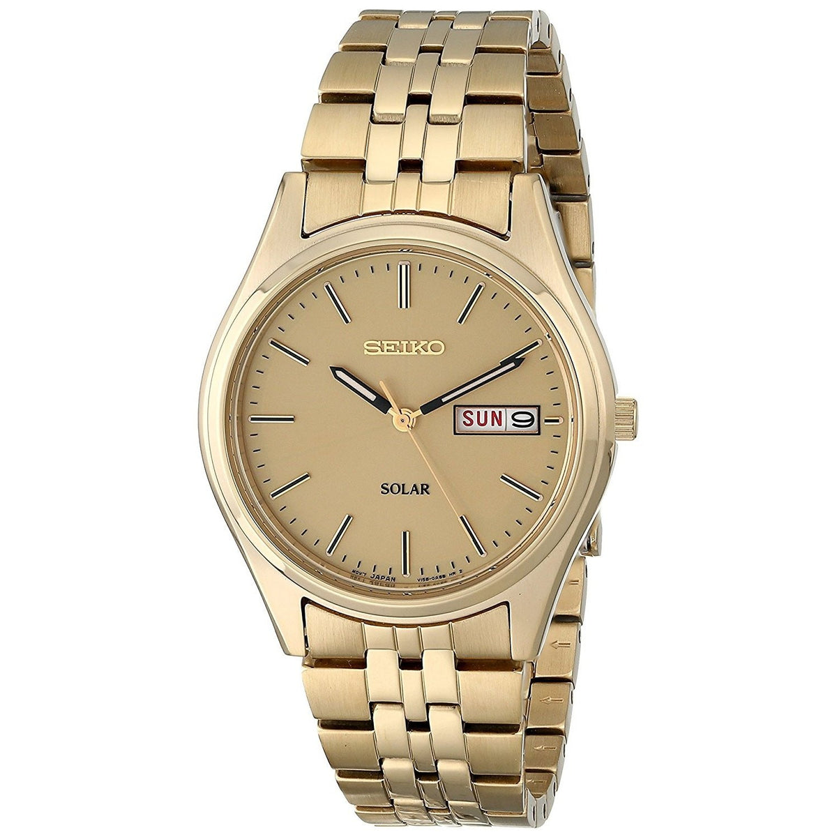 Seiko Men&#39;s SNE036 Solar Gold-Tone Stainless Steel Watch