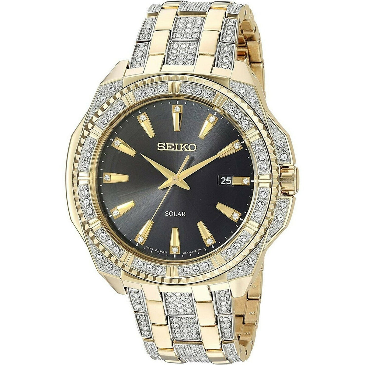 Seiko Men's SNE458 Core Gold-Tone Stainless Steel with Sets of Crystal Watch