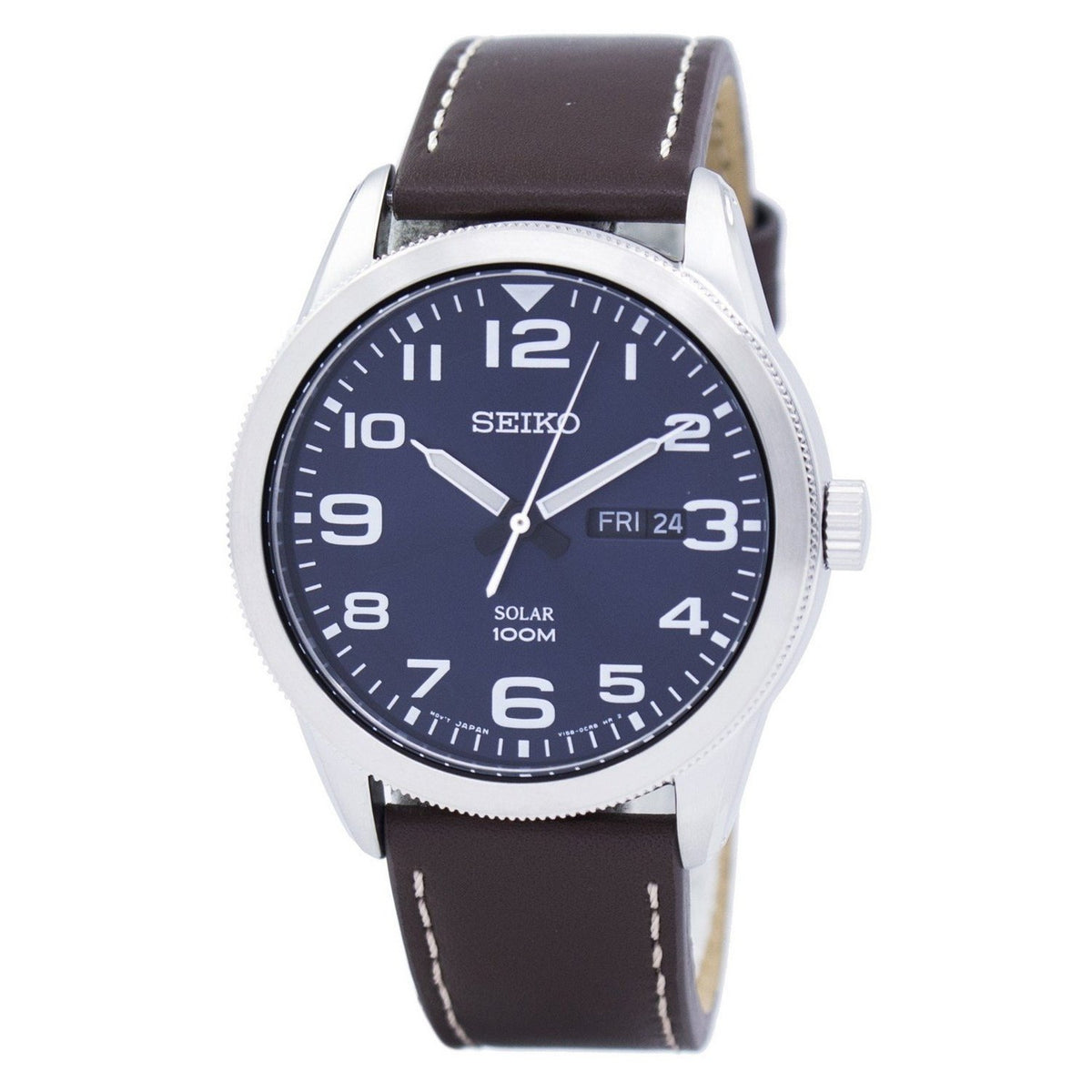 Seiko Men&#39;s SNE475 Solar Brown Leather Watch