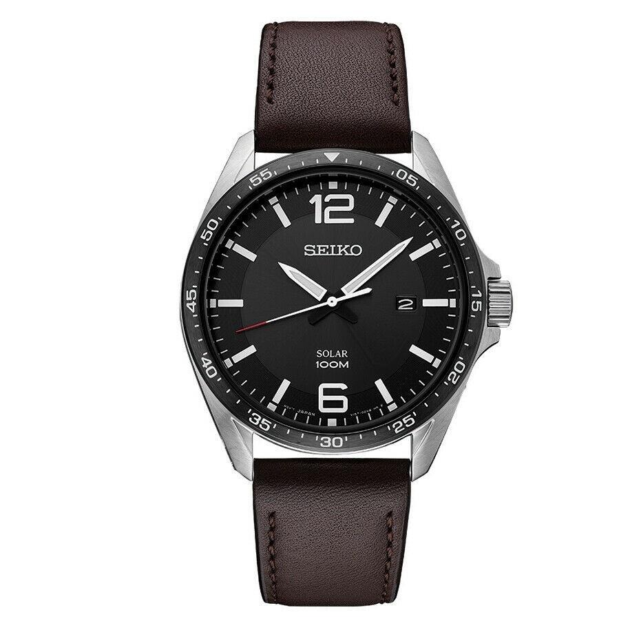 Seiko Men&#39;s SNE487 Essentials Brown Leather Watch