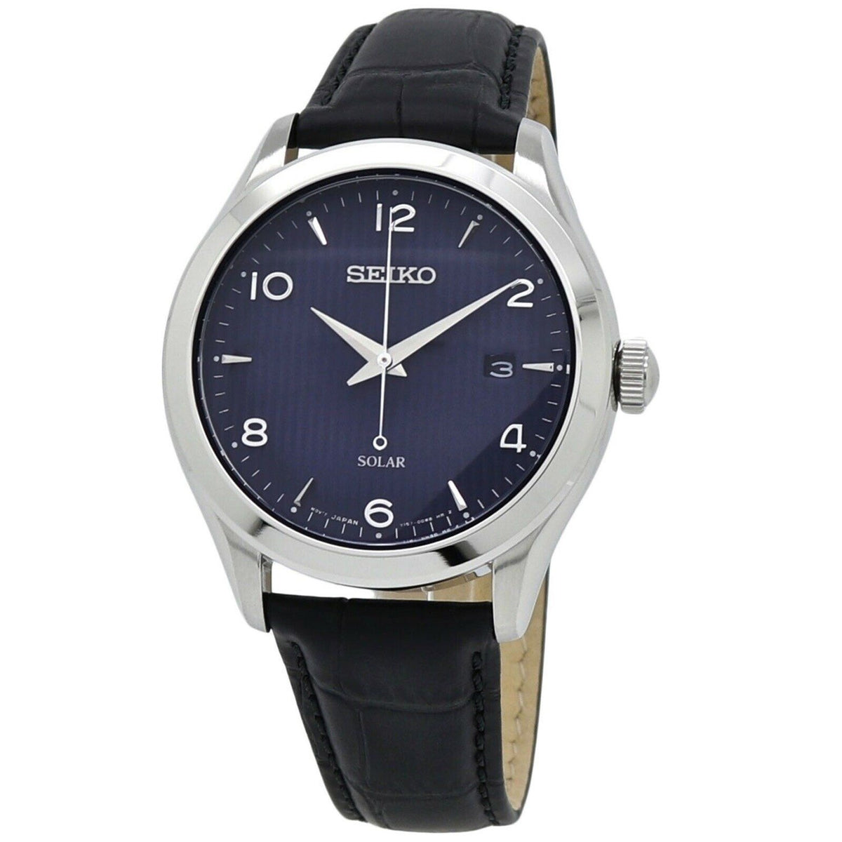 Seiko Men's SNE491 Essentials Black Leather Watch