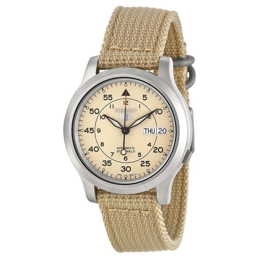 Seiko Men&#39;s SNK803 Seiko 5 Beige Canvas Watch