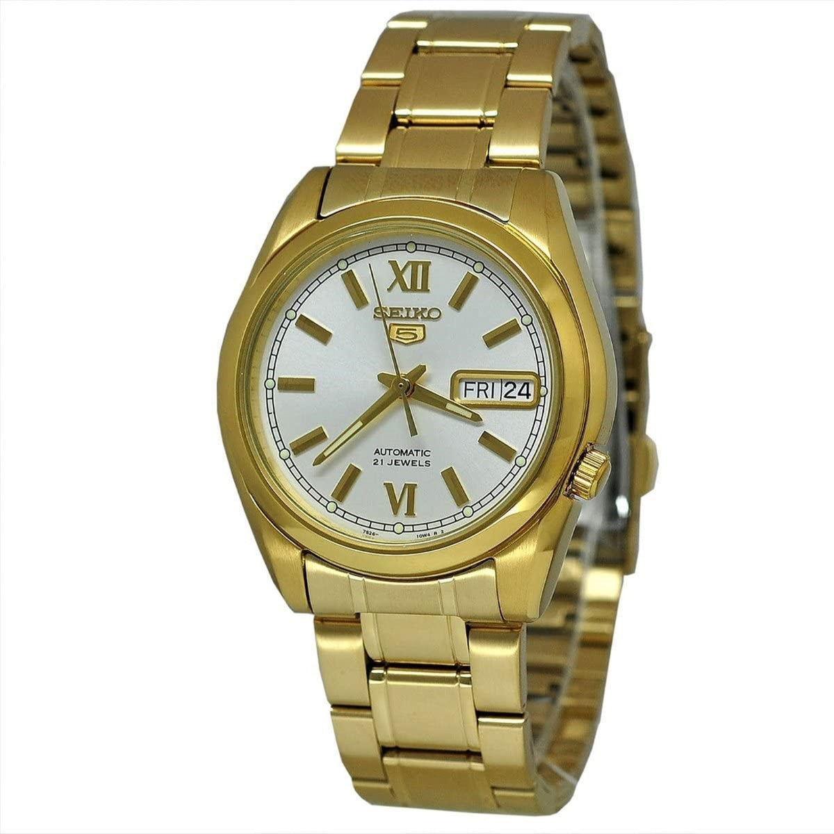 Seiko Men&#39;s SNKL58 Series 5 Gold-Tone Stainless Steel Watch