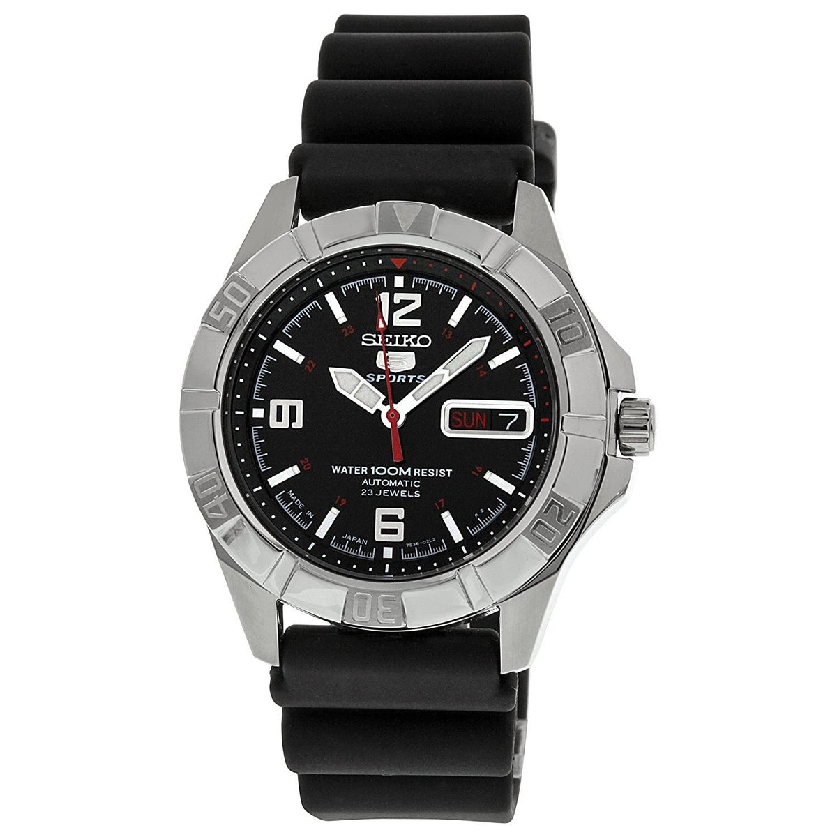 Seiko Men&#39;s SNZD23J1 5 Automatic Black Rubber Watch