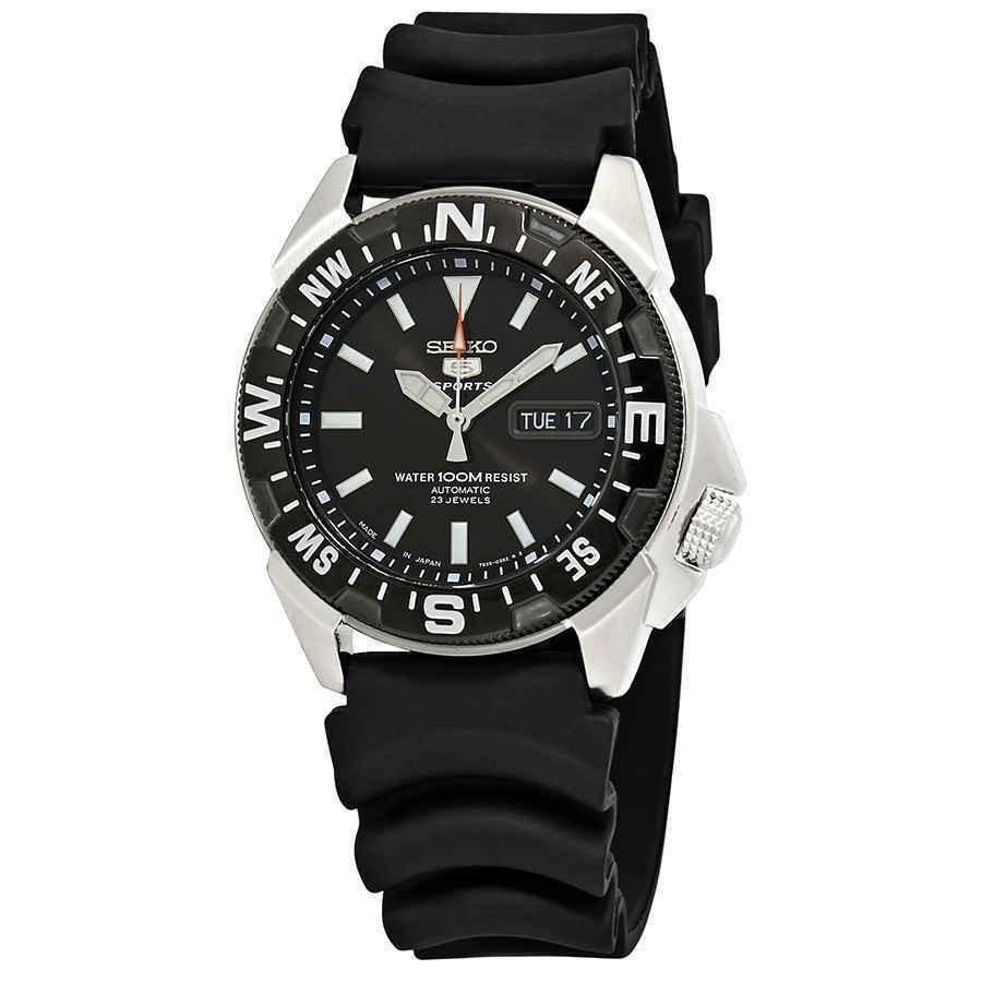 Seiko Men's SNZE81J2 Seiko 5 Black Rubber Watch