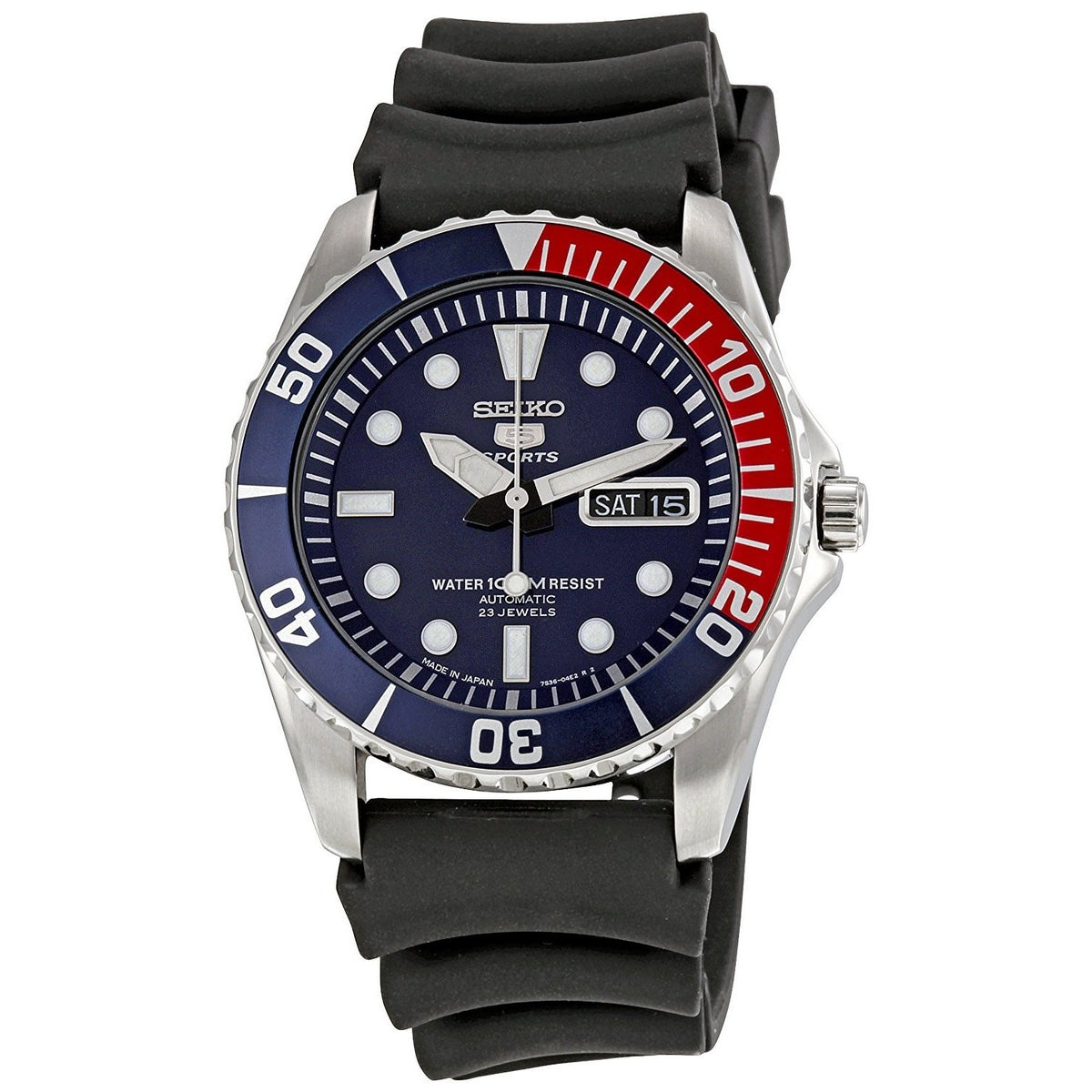 Seiko Men&#39;s SNZF15J2 5 Automatic Black Rubber Watch