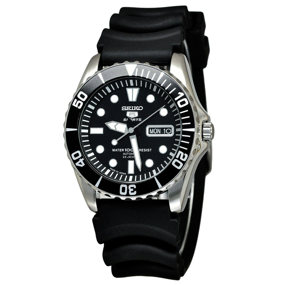 Seiko Men&#39;s SNZF17J2 5 Automatic Black Rubber Watch