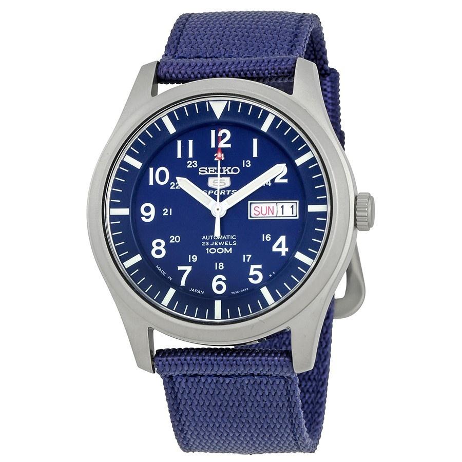Seiko Men&#39;s SNZG11J1 5 Automatic Blue Canvas Watch