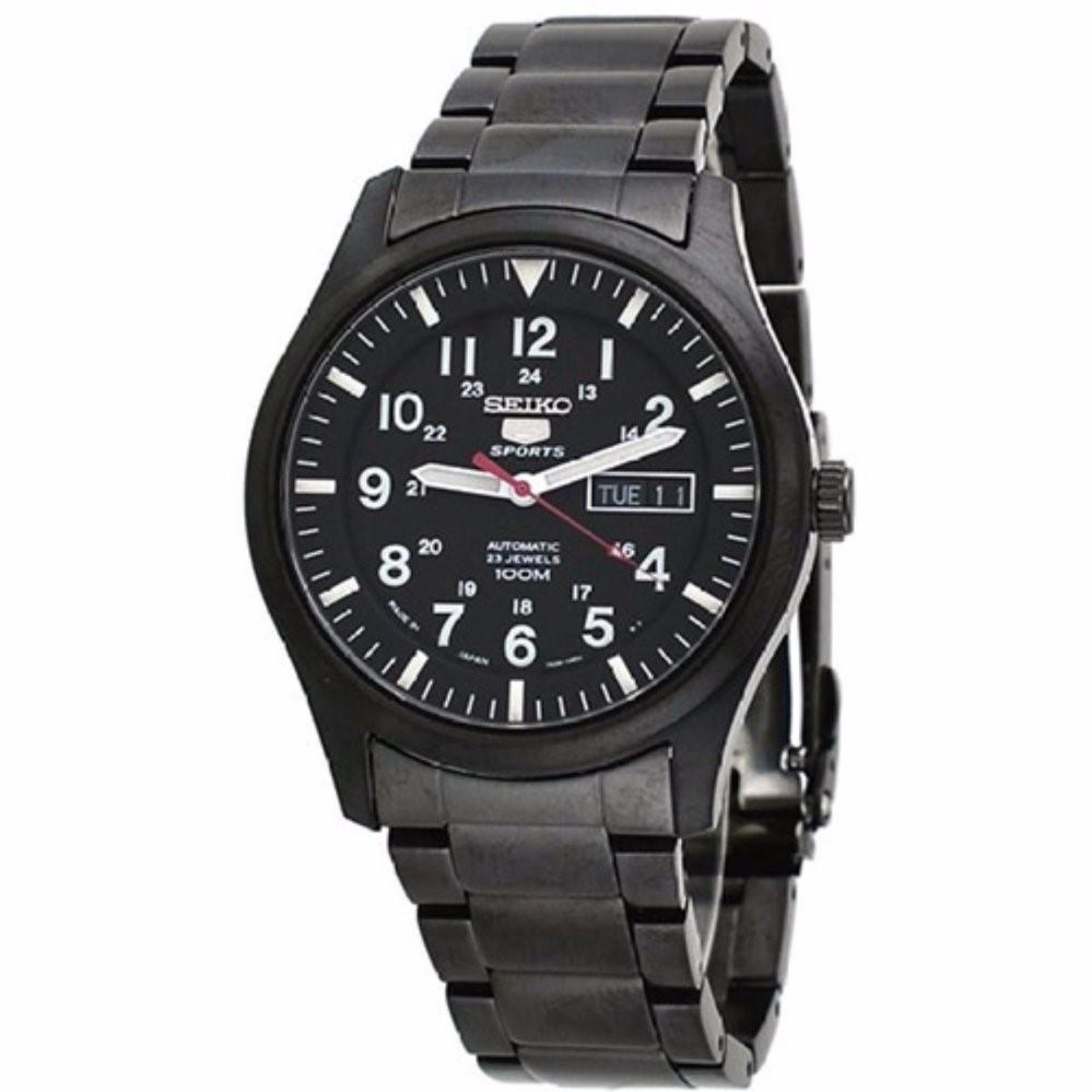 Seiko Men&#39;s SNZG17J1 5 Automatic Black Stainless Steel Watch