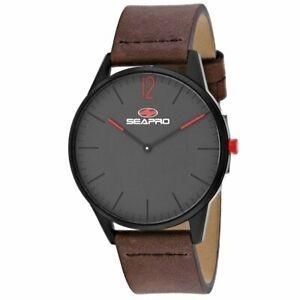 Seapro Men&#39;s SP0101 Black Hole Brown Leather Watch