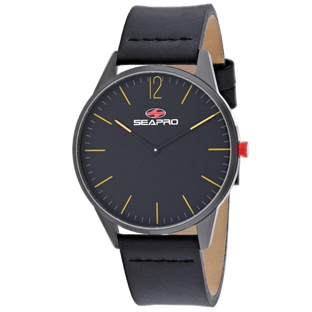 Seapro Men&#39;s SP0102 Black Hole Black Leather Watch