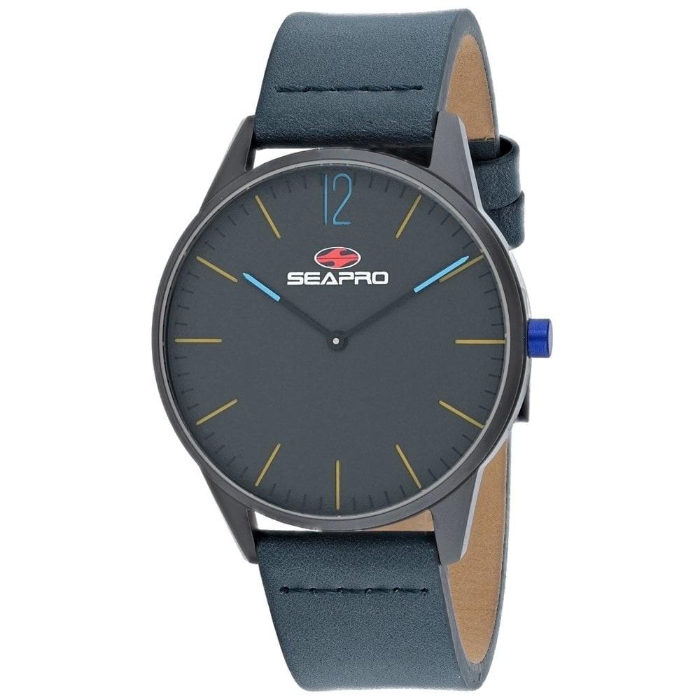 Seapro Men&#39;s SP0103 Black Hole Blue Leather Watch