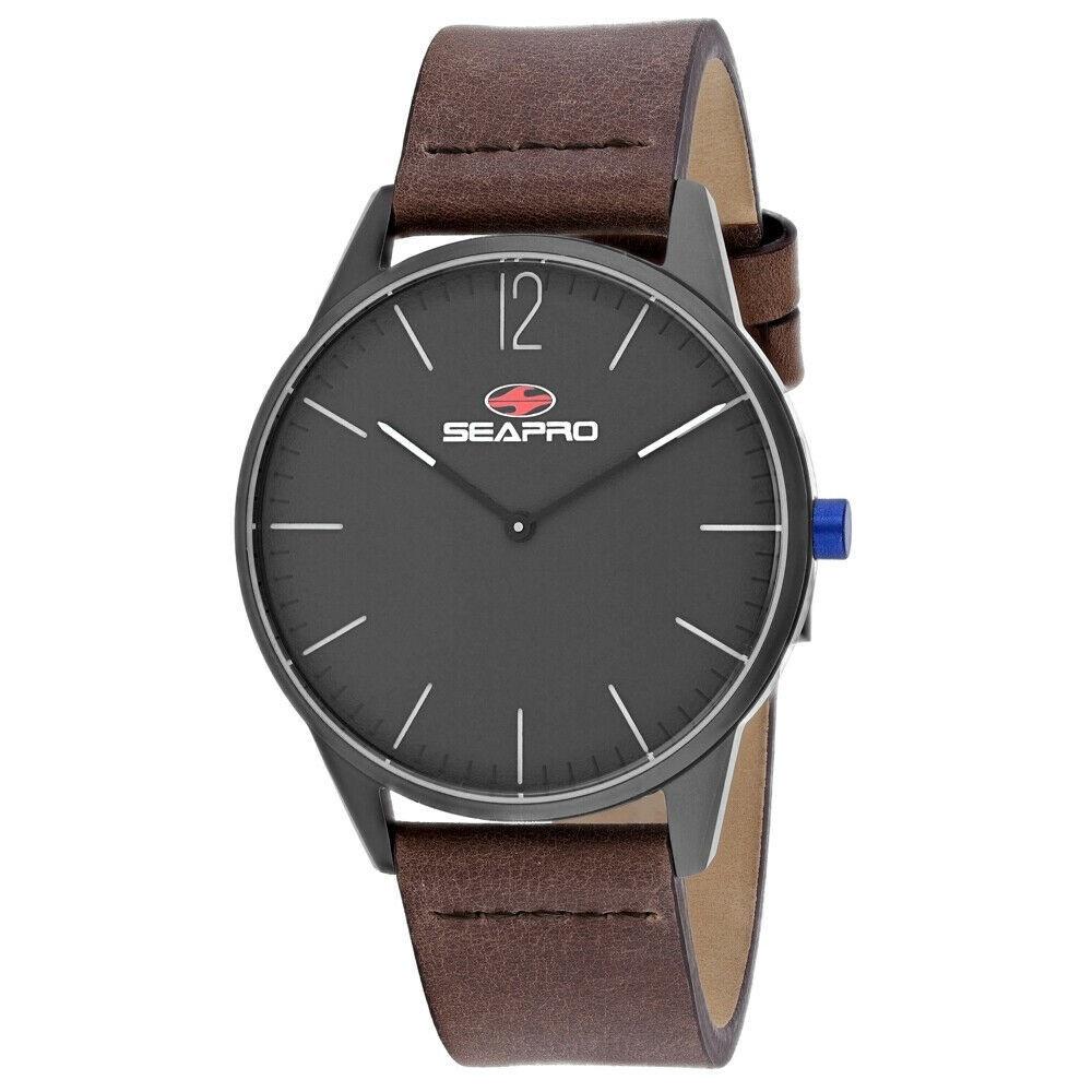 Seapro Men&#39;s SP0104 Black Hole Brown Leather Watch
