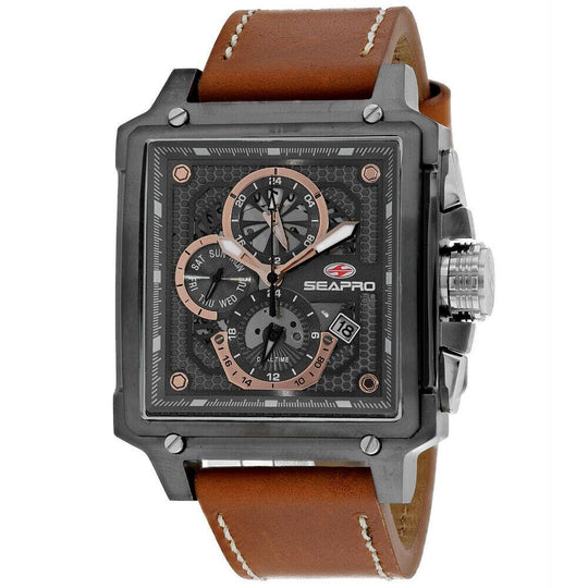 Seapro Men's SP0113 Dual Timer Dual Timer Brown Leather Watch