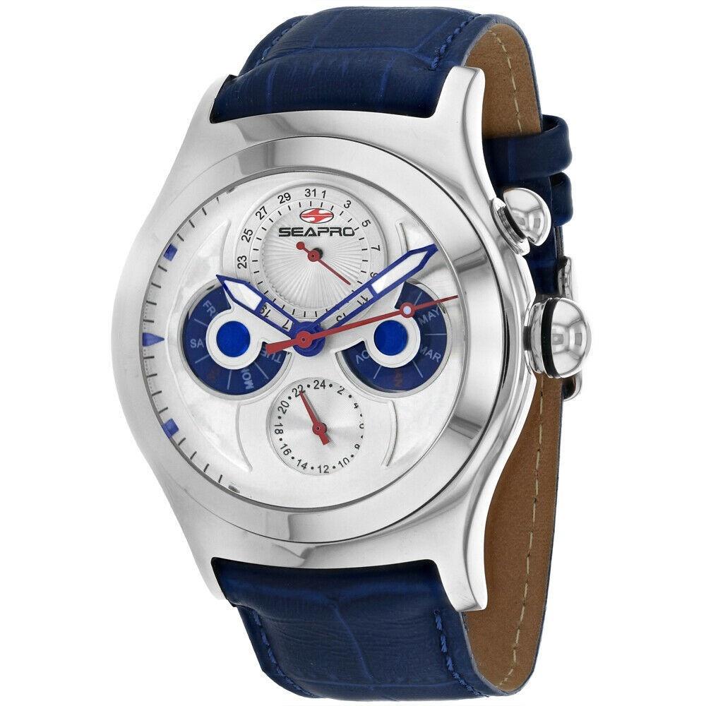 Seapro Men&#39;s SP0130 Chronoscope  Blue Leather Watch