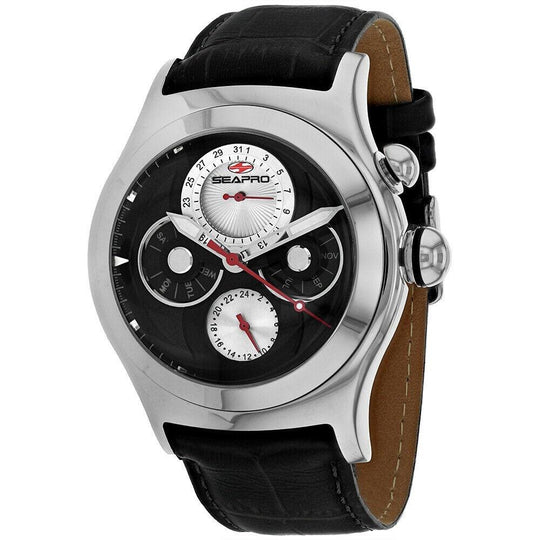 Seapro Men's SP0131 Chronoscope  Black Leather Watch