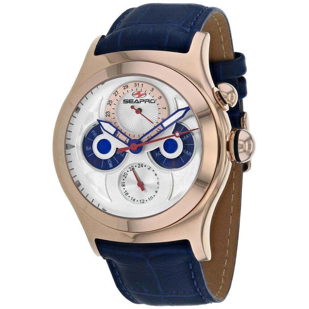 Seapro Men&#39;s SP0133 Chronoscope  Blue Leather Watch