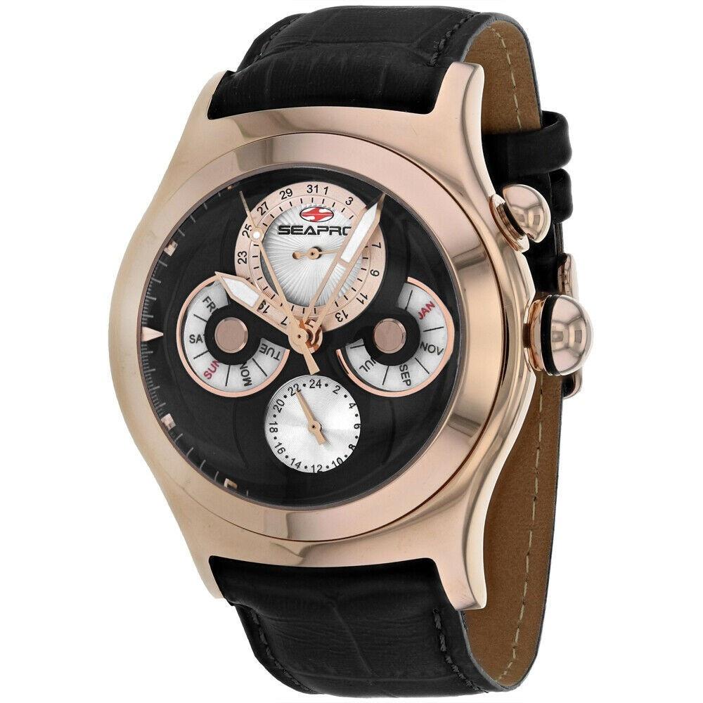 Seapro Men's SP0134 Chronoscope  Black Leather Watch
