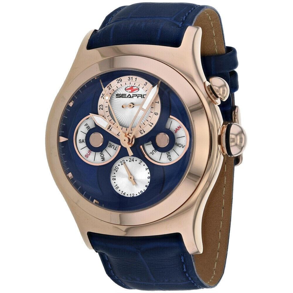 Seapro Men&#39;s SP0135 Chronoscope  Blue Leather Watch