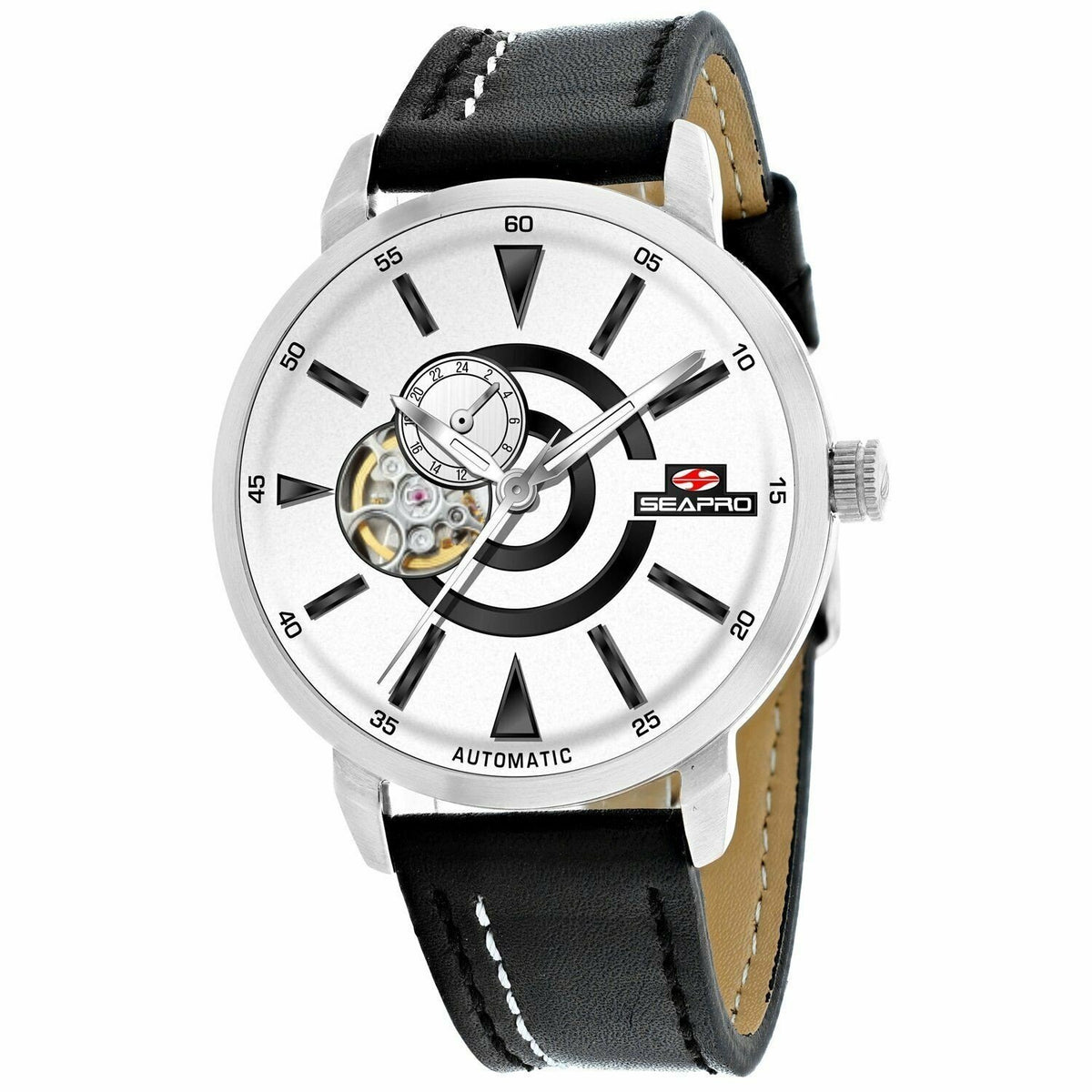 Seapro Men's SP0141 Elliptic Chronograph Black Leather Watch