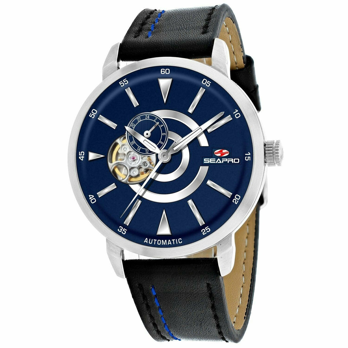 Seapro Men&#39;s SP0143 Elliptic Chronograph Black Leather Watch