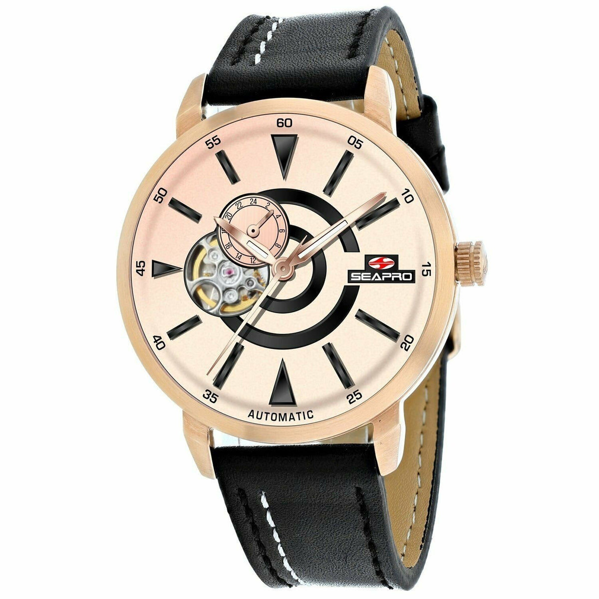 Seapro Men's SP0144 Elliptic Chronograph Black Leather Watch