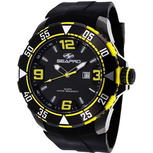 Seapro Men's SP1114 Diver Black Silicone Watch