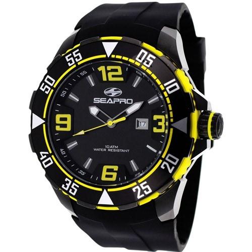 Seapro Men&#39;s SP1114 Diver Black Silicone Watch