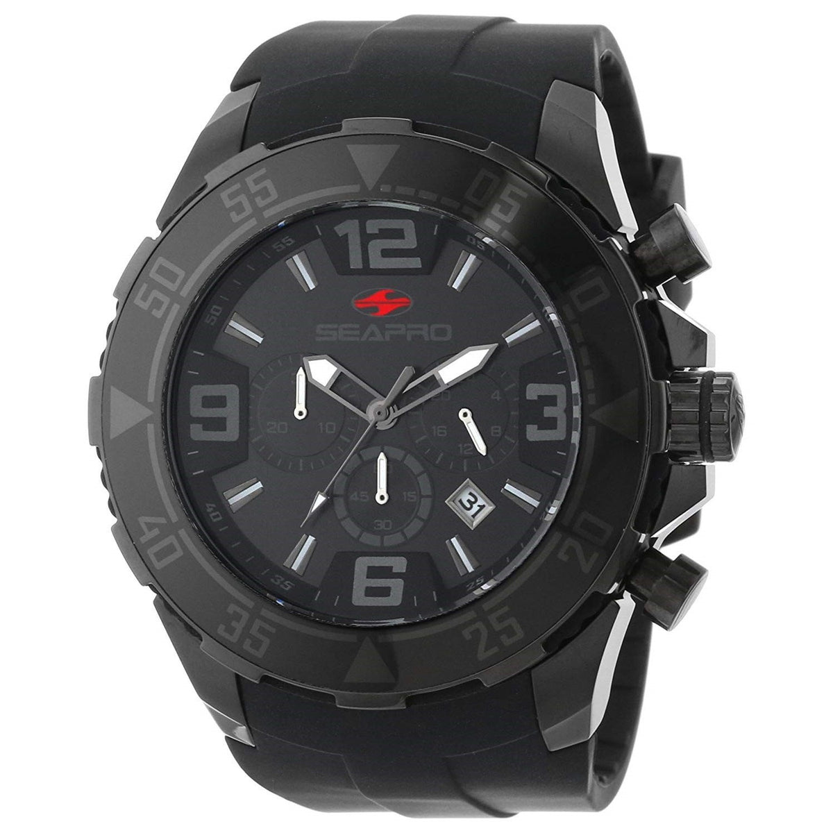 Seapro Men&#39;s SP1122 Diver Chronograph Black Silicone Watch
